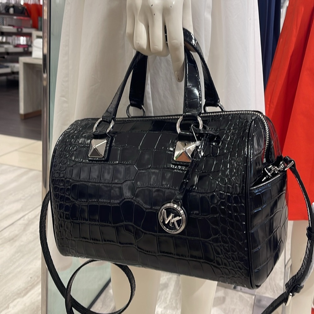 Michael Kors Grayson Medium Crocodile Embossed Leather Satchel
Black 
NWT - Picture 12 of 16